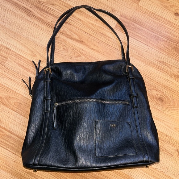 Tutilo Faux Leather Oversized Shoulder Laptop Bag Purse Black - Picture 2 of 9